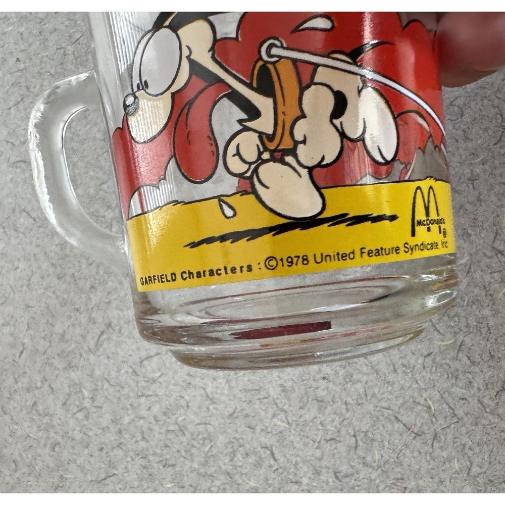 GARFIELD & ODIE Vintage 1978 Clear McDonald's Glass Coffee Cups Mugs (Set of 2) - Picture 5 of 9